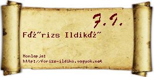 Fórizs Ildikó névjegykártya